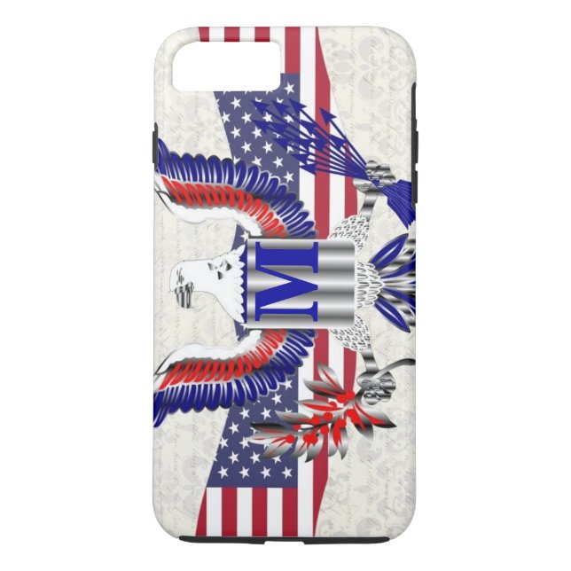 Patriotic American eagle personlig monogram Case-Mate iPhone Skal (Baksida)