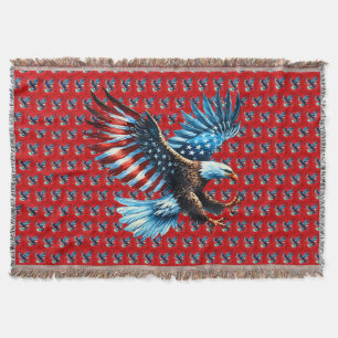 Patriotic American Eagle Rött vitt blått Filt