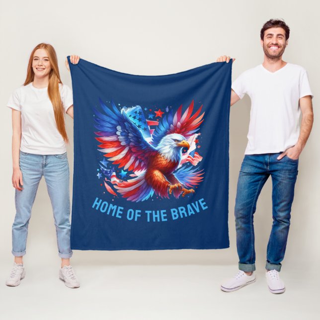 Patriotic American Eagle Rött vitt blått Fleecefilt (På plats)