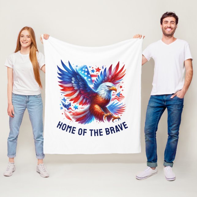 Patriotic American Eagle Rött vitt blått Fleecefilt (På plats)