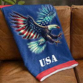 Patriotic American Eagle Rött vitt blått Fleecefilt