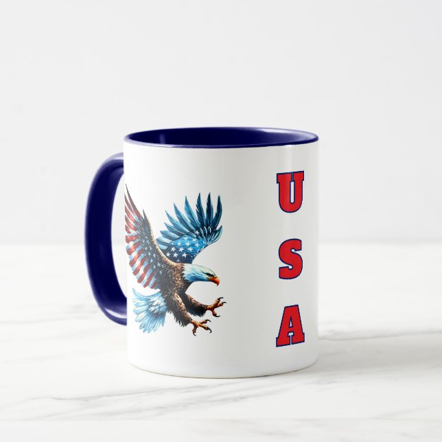 Patriotic American Eagle Rött vitt blått Mugg (Framsida vänster)