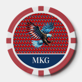 Patriotic American Eagle Rött vitt blått Poker Marker