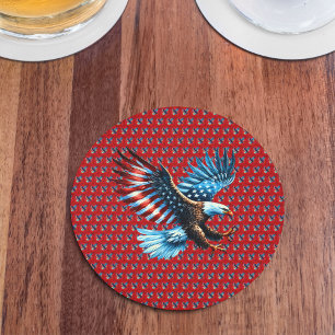 Patriotic American Eagle Rött vitt blått Underlägg Papper Rund