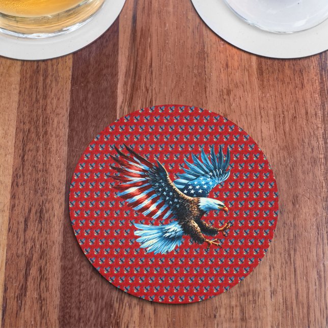 Patriotic American Eagle Rött vitt blått Underlägg Papper Rund (Skapare uppladdad)