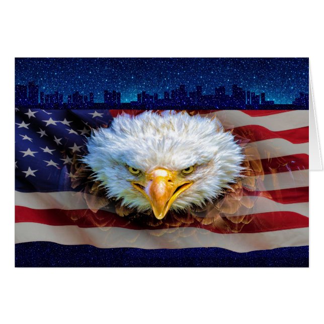 Patriotic American Eagle Stationery Note Card Hälsningskort (Framsidan Horizontal)