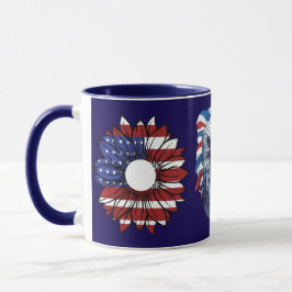 Patriotic American Eagle Sunflower Flag Navy Combo Mugg
