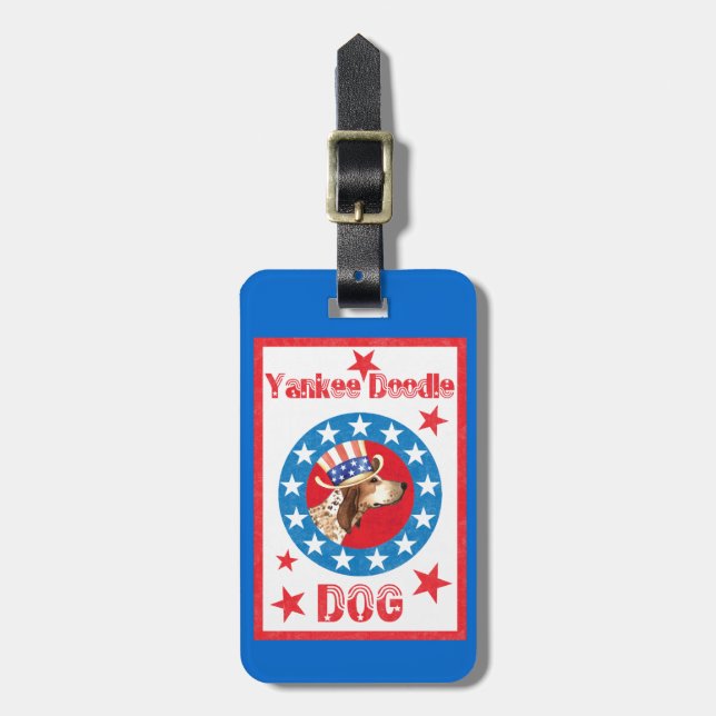 Patriotic American English Coonhound Bagagebricka (Vertikal Framsida)