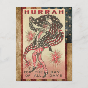 Patriotic American farbror Sam 4 juli Helg Vykort