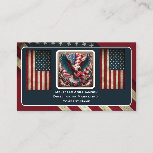 Patriotic American Flag Business Card Visitkort (Framsida)