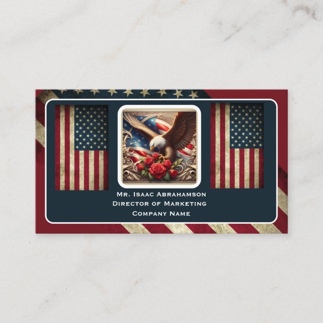 Patriotic American Flag Business Card Visitkort (Framsida)