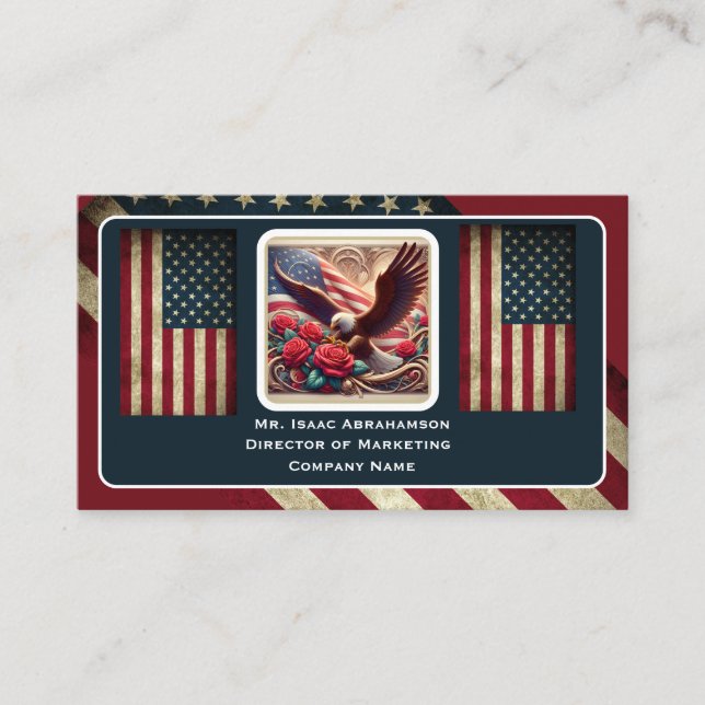 Patriotic American Flag Business Card Visitkort (Framsida)