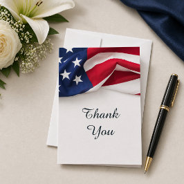 PATRIOTIC American Flag Funeral Thank You Card Tack Kort