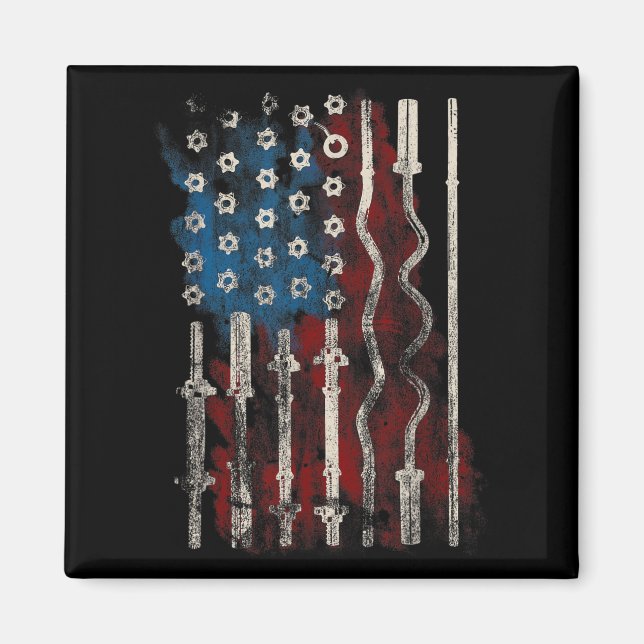 Patriotic American Flag Gym For Weight Lifters  Magnet (Framsidan)
