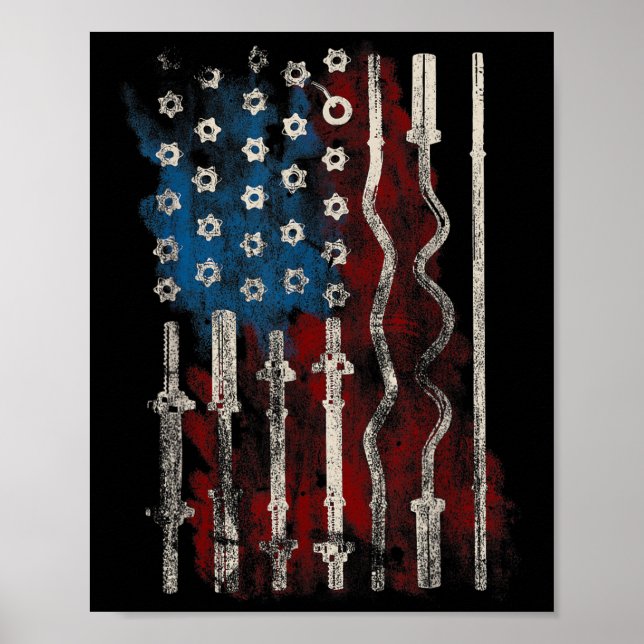 Patriotic American Flag Gym For Weight Lifters  Poster (Framsidan)