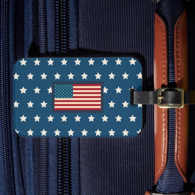 Patriotic American Flag Luggage Tag Bagagebricka (Framsida Insitu 4)