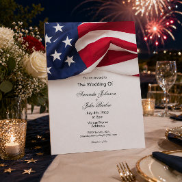 PATRIOTIC American Flag Military Elegant Wedding Inbjudningar