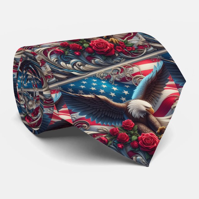 Patriotic American Flag Neck Tie Slips (Rullad)