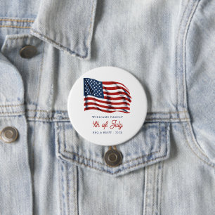 Patriotic American Flagga 4:e juli Familjeåterföre Knapp