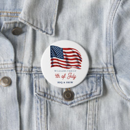 Patriotic American Flagga 4:e juli Familjeåterföre Knapp