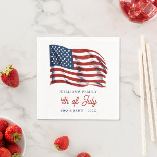 Patriotic American Flagga 4:e juli Familjeåterföre Pappersservett