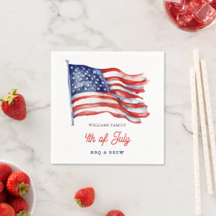 Patriotic American Flagga 4:e juli Familjeåterföre Pappersservett