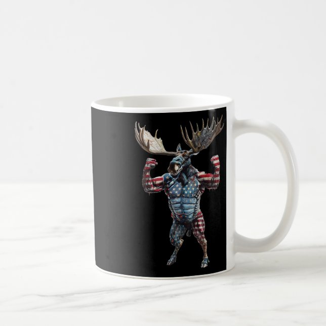 Patriotic American Flagga 4:e juli: Luso Moose Hu Kaffemugg (Höger)
