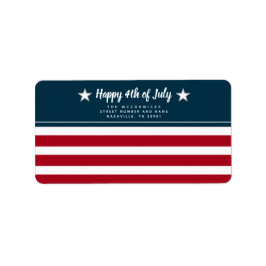 Patriotic American Flagga 4:e juli-Returadressen Adressetikett