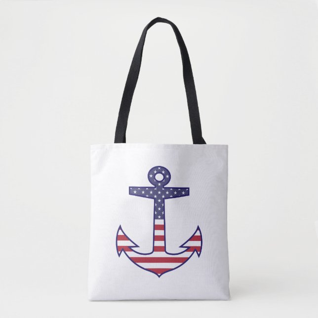 Patriotic American Flagga Anchor Nautical Tygkasse (Framsida)