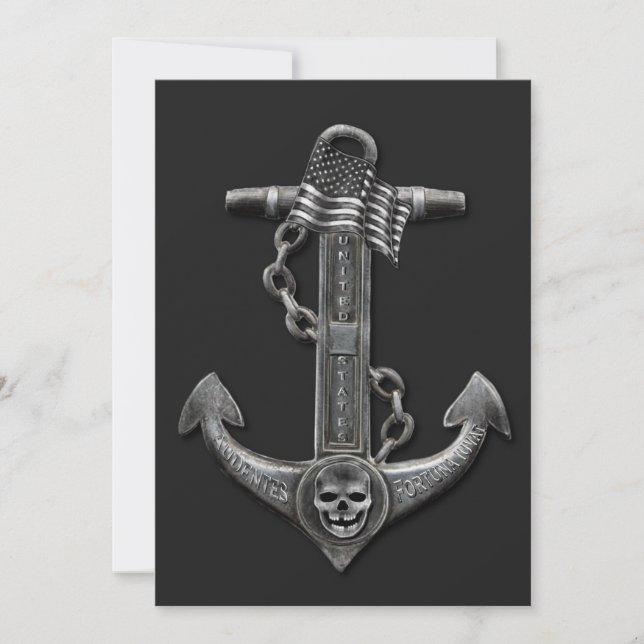 Patriotic American flagga anchor pirat nautisk Inbjudningar (Framsida)