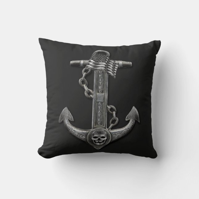 Patriotic American flagga anchor pirat nautisk Kudde (Framsida)