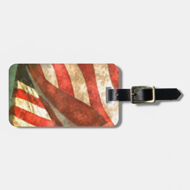 Patriotic American Flagga Bagagebricka (Horisontell Framsida)