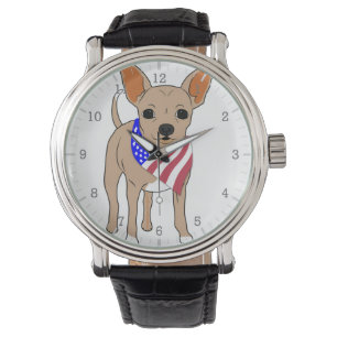 Patriotic American Flagga Bandana Chihuahua Armbandsur