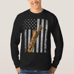 Patriotic American Flagga Baritone Saxophone Playe T Shirt