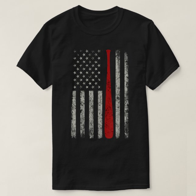 Patriotic AMERICAN FLAGGA Baseball Baseball Fladde T Shirt (Design framsida)