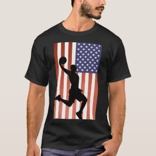 Patriotic American Flagga Basketball Dunk Design T Shirt