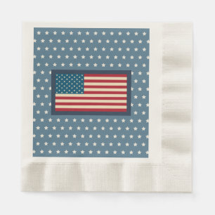 Patriotic American Flagga BBQ juli 4 Picnic Pappersservett