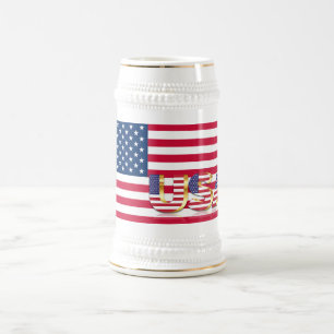 Patriotic American Flagga Beer Stein USA Sejdel