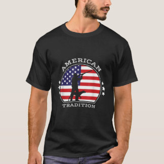 Patriotic American Flagga Bird Hunting Hund Classi T Shirt