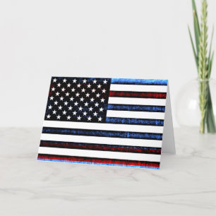 Patriotic American Flagga Black Greeting Card Kort