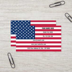 Patriotic American Flagga Business Card-mall Visitkort