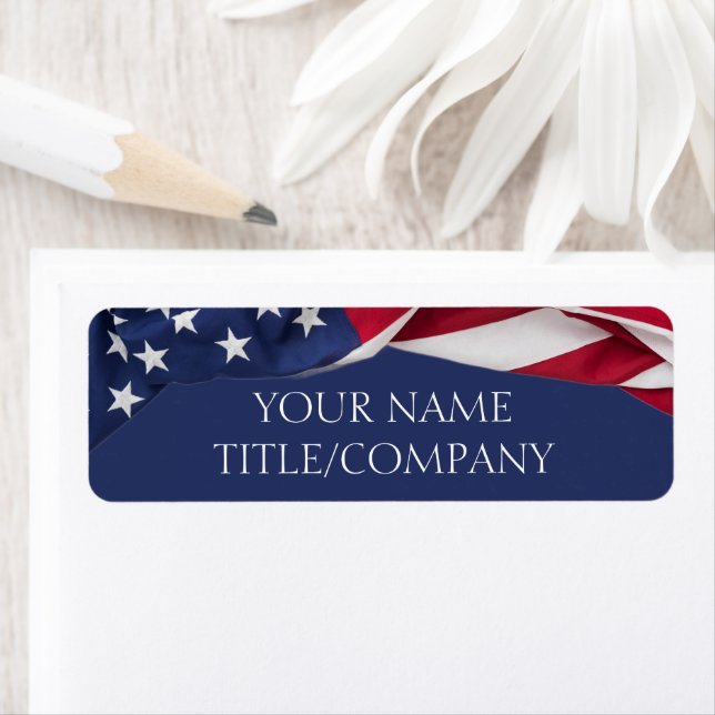 Patriotic American Flagga Company Namn Returadress Etikett (Insitu)