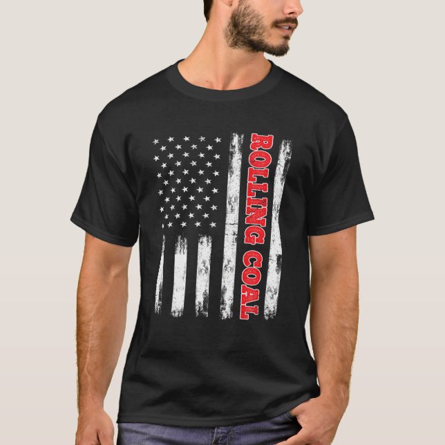 Patriotic American Flagga Diesel Power Rolling Coa T Shirt (Framsida)
