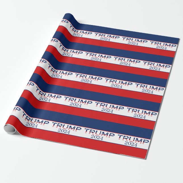 Patriotic American Flagga Donald Trump 2024 Presentpapper (Utrullad)