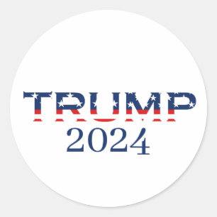 Patriotic American Flagga Donald Trump 2024 Runt Klistermärke