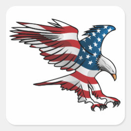 Patriotic American Flagga Eagle Fyrkantigt Klistermärke