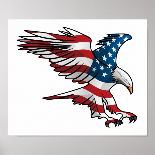 Patriotic American Flagga Eagle Poster (Framsidan)