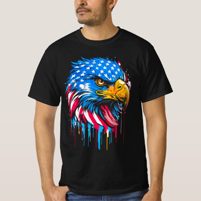 Patriotic American Flagga Eagle T Shirt (Framsida)