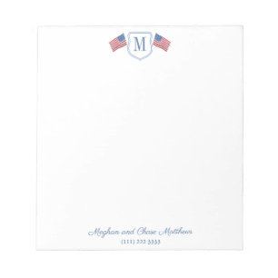 Patriotic American Flagga Family Monogram Anteckningsblock