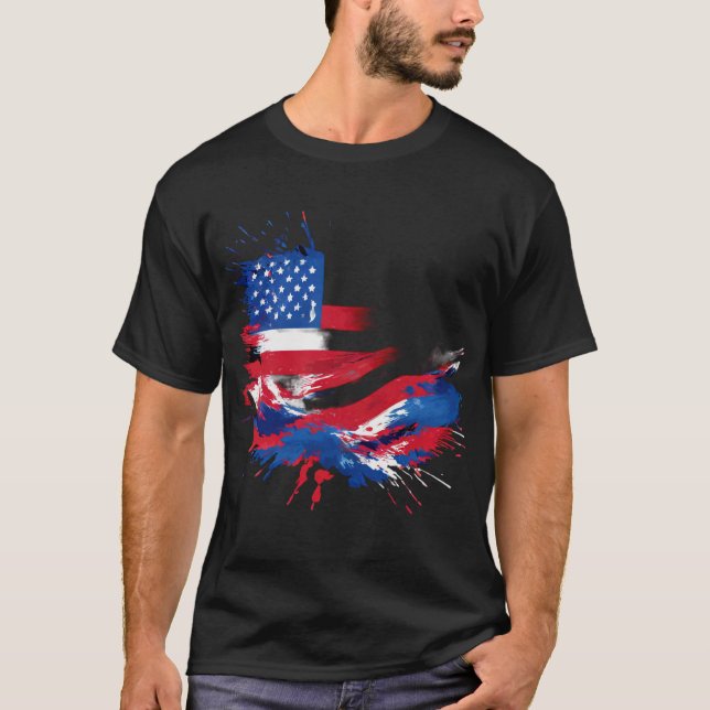 "Patriotic American Flagga Färg T-Shirt (Framsida)